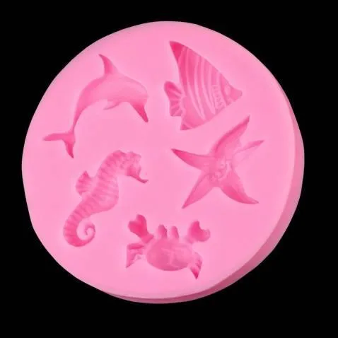 Sea Dolphin / Hippocampus Starfish Pink Silicone Mold