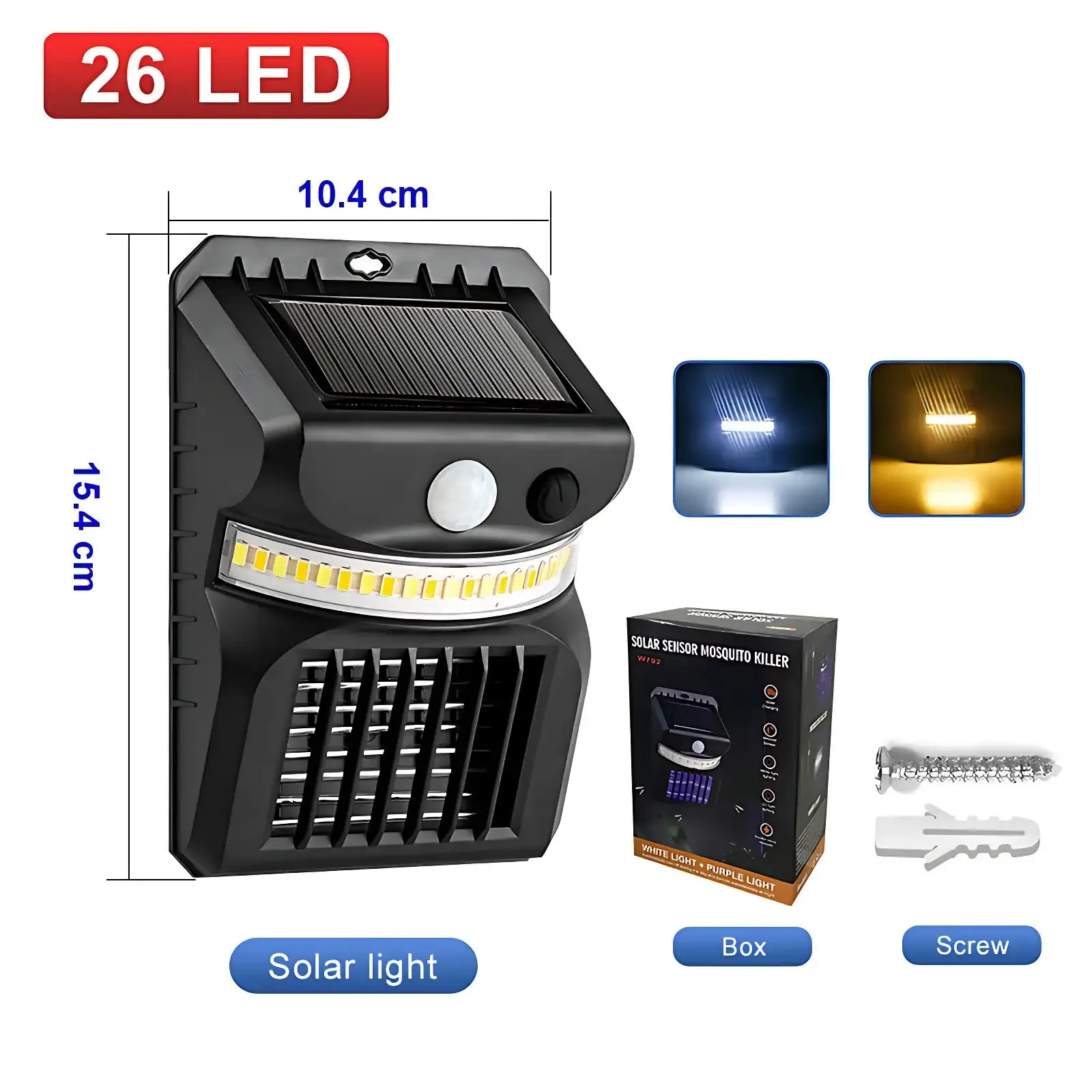 Solar Mosquito Zapper with Motion Sensor and 3-Color Garden Light