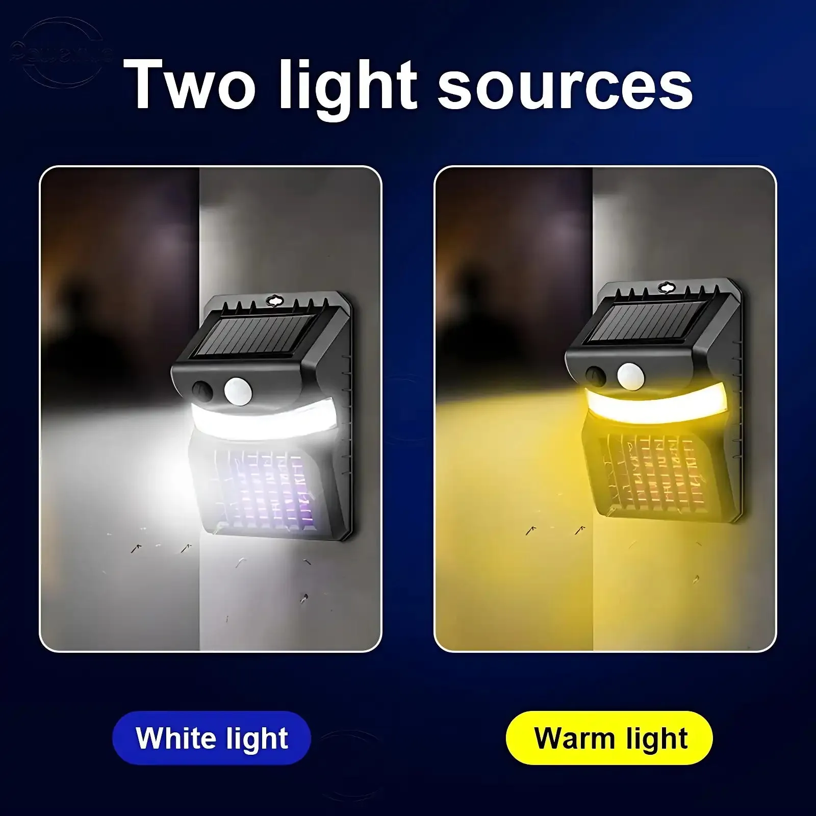 Solar Mosquito Zapper with Motion Sensor and 3-Color Garden Light