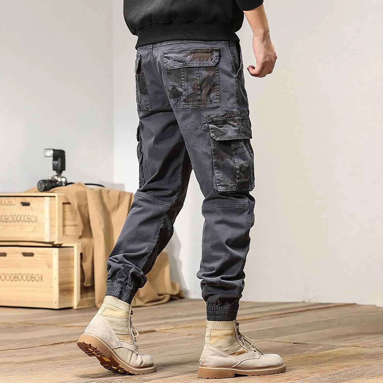 Sweatpant for Men with Pockets Cargo Sweatpants Open Bottom Straight Leg Casual Loose Fit Baggy Athletic Jogger Pants