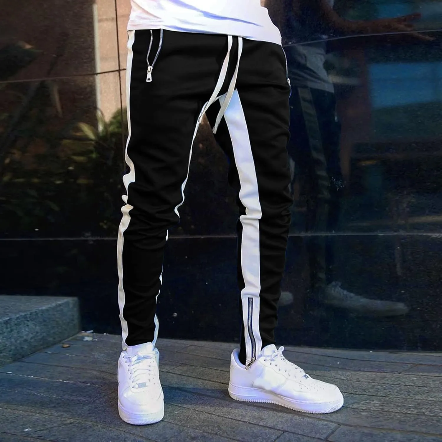 Sweatpants for Men with Pockets Pants Zipper Pockets Athletic Jogger Fitness Workout Gym Sweatpants Men's Cargo Pants