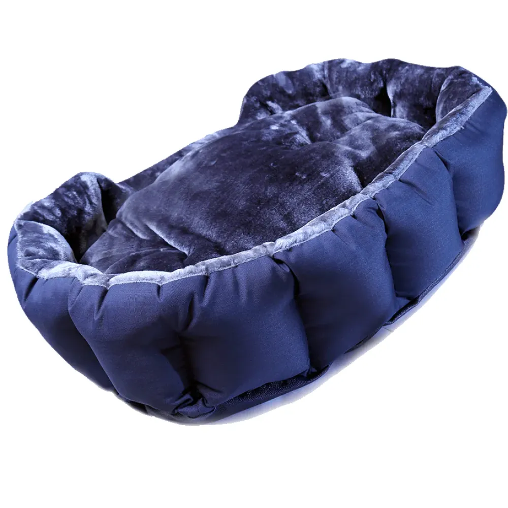 TopDog Premium Rib Stock Oval Lounger Bed for Dogs and Cats (Navy) (Get a Toy Free)