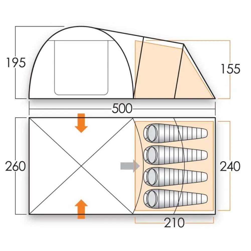 Vango Kirby 400 Footprint - 480cm x 240cm (Black)