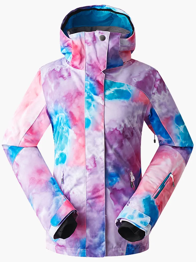 Womens Ski Suits Colorful Snowboard Jacket Purple Pants Sets