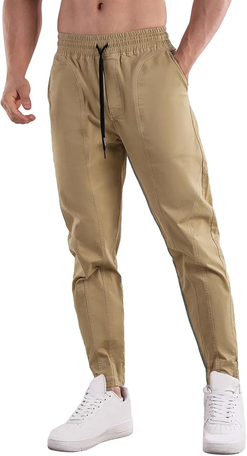 Work Pants for Men Cargo Men's Drawstring Workwear Solid Colour Trousers Men's Casual Sports Slim Fit Pantalones